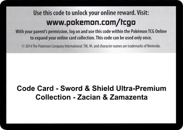 Image for Code Card - Sword & Shield Ultra-Premium Collection - Zacian & Zamazenta - Pokemon