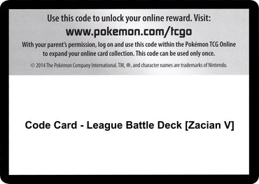 Image for Code Card - League Battle Deck [Zacian V] - Pokemon