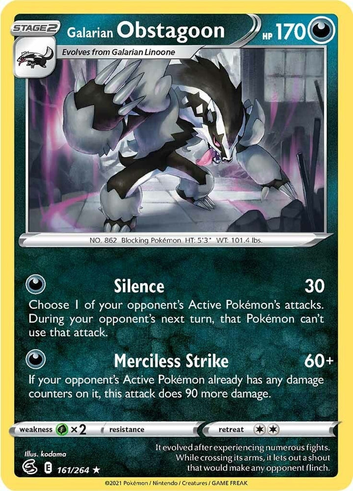 Image for Galarian Obstagoon (161/264) [SWSH08: Fusion Strike]