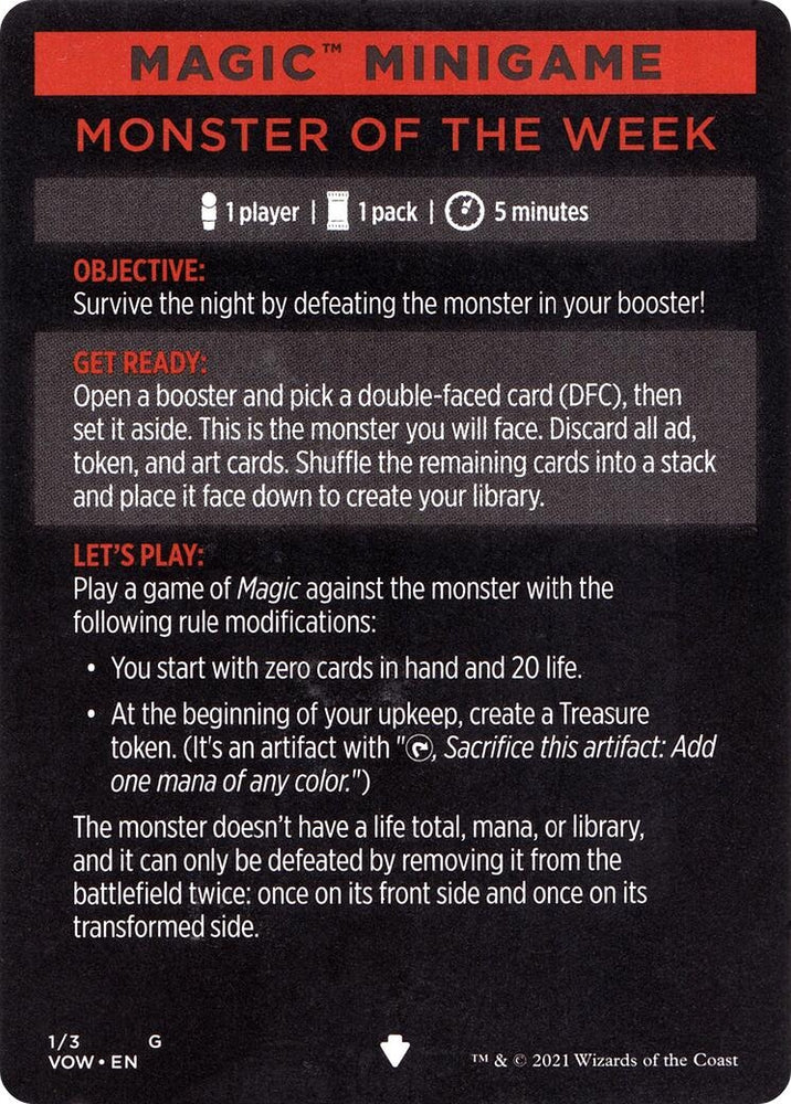 Image for Magic Minigame: Monster of The Week (1) [Innistrad: Crimson Vow]
