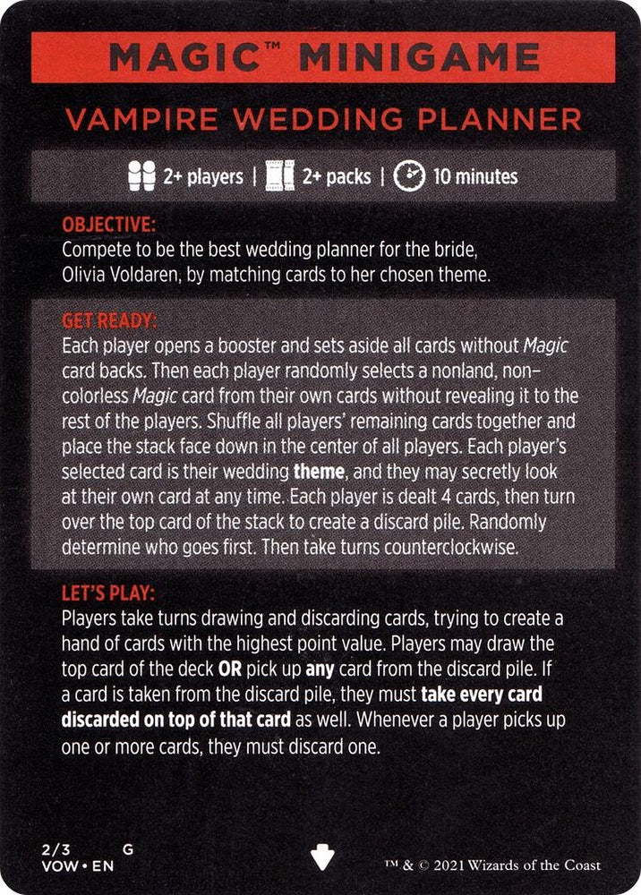 Image for Magic Minigame: Vampire Wedding Planner (2) [Innistrad: Crimson Vow]