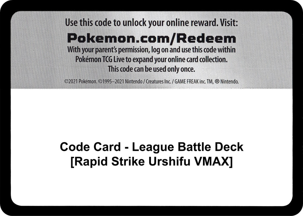 Image for Code Card - League Battle Deck [Rapid Strike Urshifu VMAX] - Pokemon