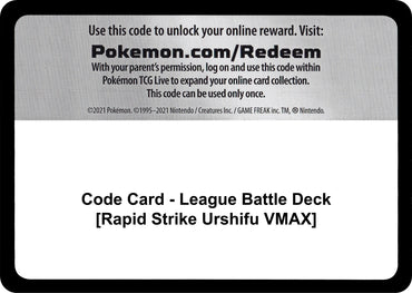 Image for Code Card - League Battle Deck [Rapid Strike Urshifu VMAX] - Pokemon