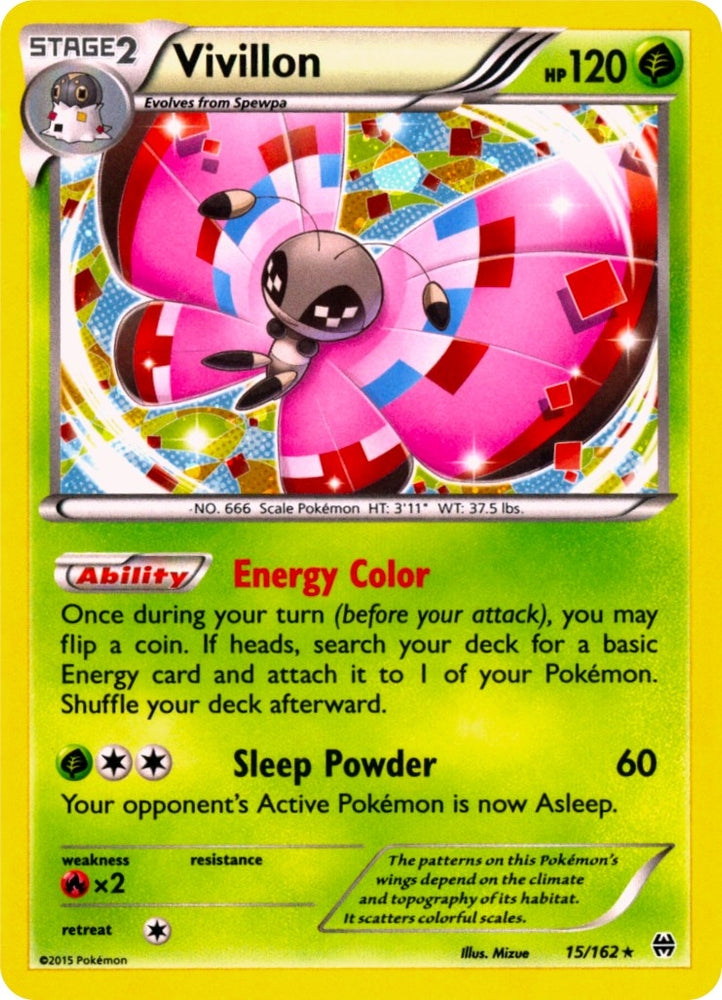 Vivillon - 15/162 (Cosmos Holo) (015/162) (Miscellaneous Cards & Products)