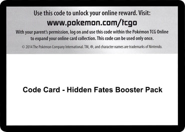 Image for Code Card - Hidden Fates Booster Pack - Pokemon