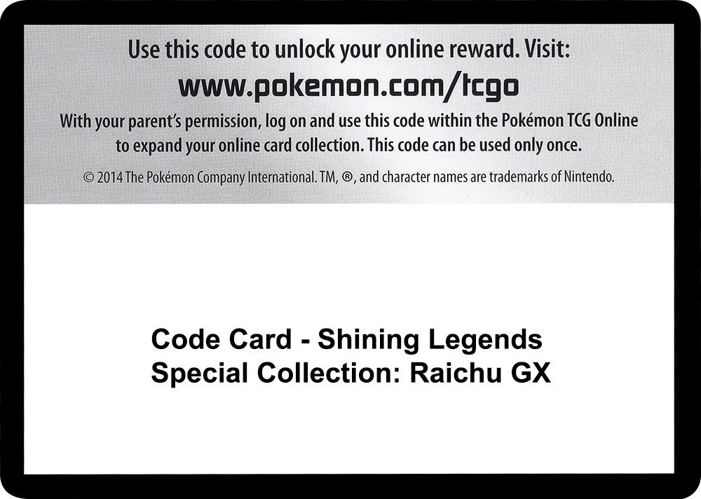 Image for Code Card - Shining Legends Special Collection: Raichu GX - Pokemon