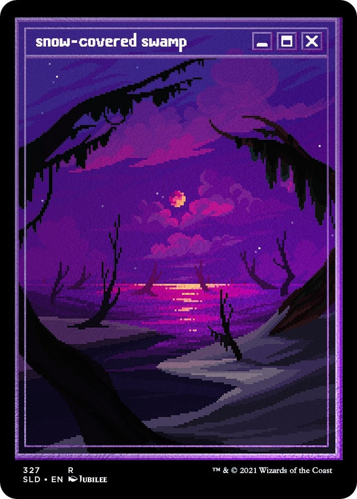 Image for Snow-Covered Swamp (PixelSnowLands.jpg) (Foil Etched) (327) [Secret Lair Drop Series]