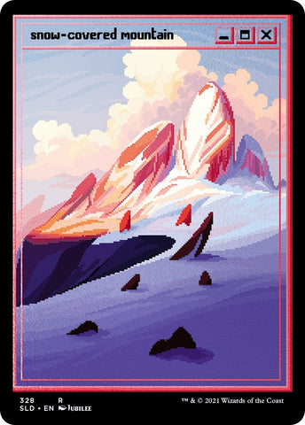 Image for Snow-Covered Mountain (PixelSnowLands.jpg) (Foil Etched) (328) [Secret Lair Drop Series]