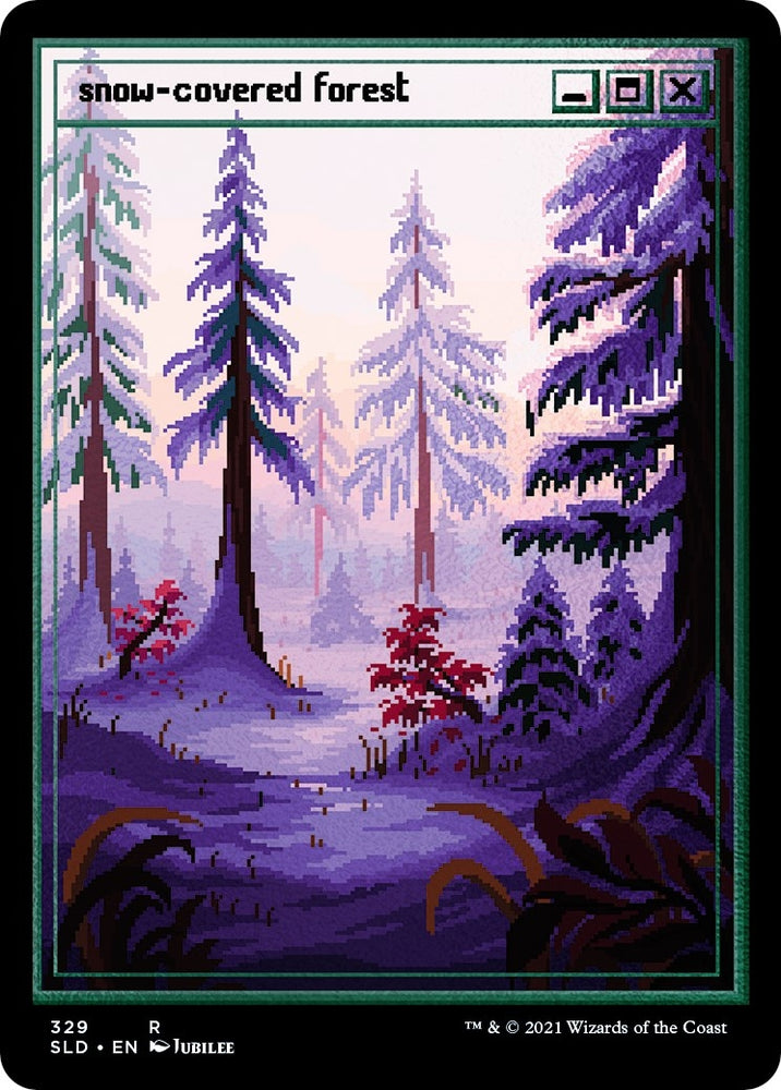 Image for Snow-Covered Forest (PixelSnowLands.jpg) (Foil Etched) (329) [Secret Lair Drop Series]
