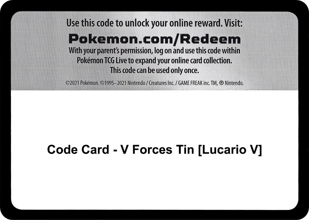 Image for Code Card - V Forces Tin [Lucario V] - Pokemon