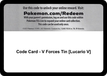 Image for Code Card - V Forces Tin [Lucario V] - Pokemon