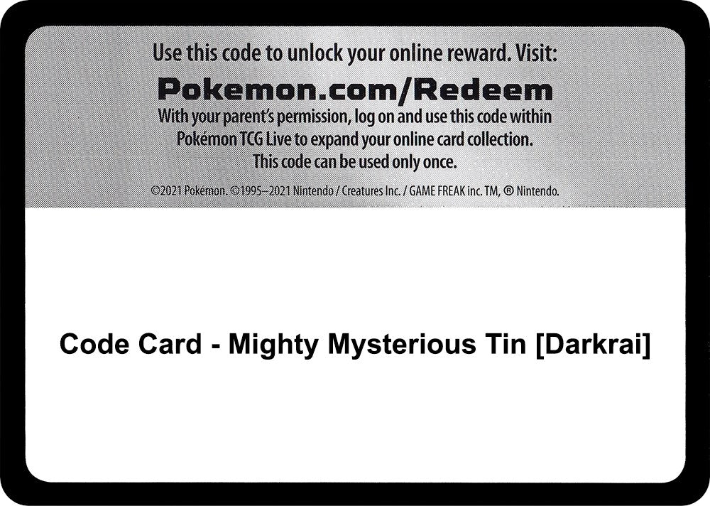 Image for Code Card - Mighty Mysterious Tin [Darkrai] - Pokemon