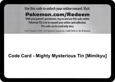 Image for Code Card - Mighty Mysterious Tin [Mimikyu] - Pokemon