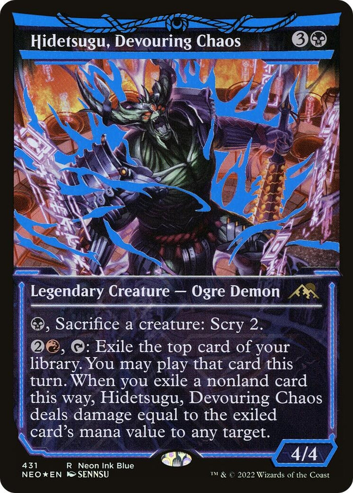 Image for Hidetsugu, Devouring Chaos (Neon Blue) (431) [Kamigawa: Neon Dynasty]
