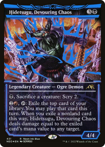 Image for Hidetsugu, Devouring Chaos (Neon Blue) (431) [Kamigawa: Neon Dynasty]