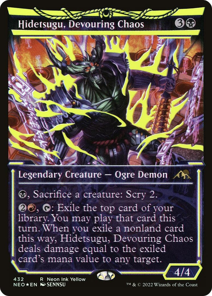 Image for Hidetsugu, Devouring Chaos (Neon Yellow) (WPN Exclusive) (432) [Kamigawa: Neon Dynasty]