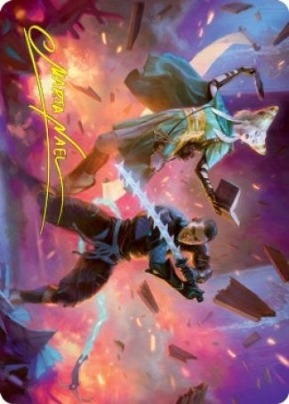 Image for Explosive Entry Art Card (Gold-Stamped Signature) (13) [Art Series: Kamigawa: Neon Dynasty]