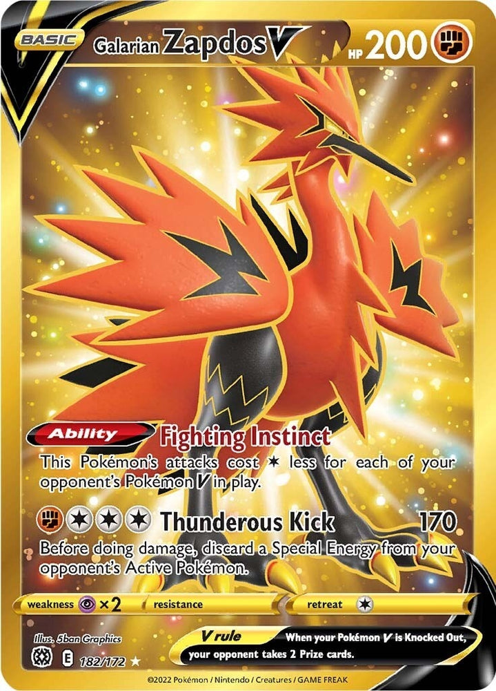 Image for Galarian Zapdos V (Secret) (182/172) [SWSH09: Brilliant Stars]