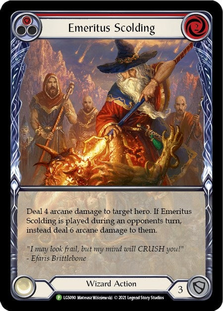 Image for Emeritus Scolding (Red) (Extended Art) - LGS090 (LGS090) (Flesh and Blood: Promo Cards) - Flesh and Blood TCG