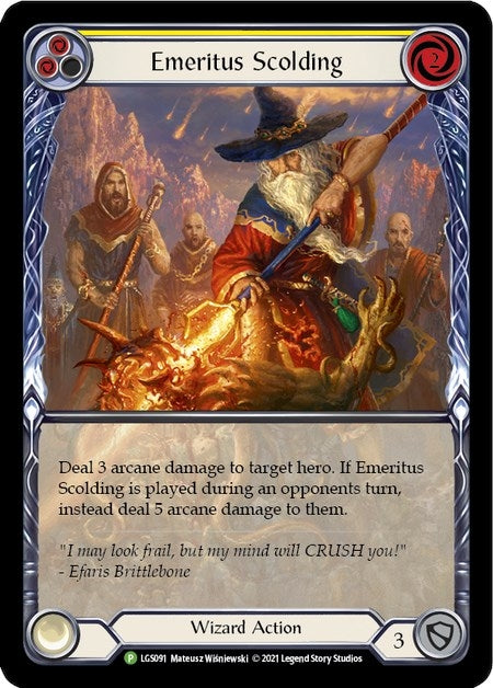 Image for Emeritus Scolding (Yellow) (Extended Art) - LGS091 (LGS091) (Flesh and Blood: Promo Cards) - Flesh and Blood TCG