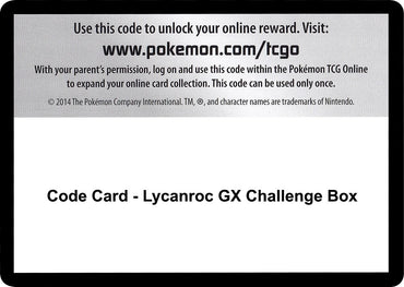 Image for Code Card - Lycanroc GX Challenge Box - Pokemon