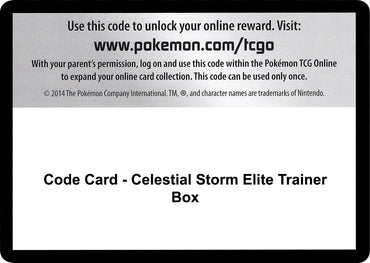 Image for Code Card - Celestial Storm Elite Trainer Box - Pokemon