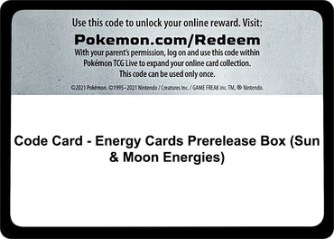 Image for Code Card - Energy Cards Prerelease Box (Sun & Moon Energies) - Pokemon