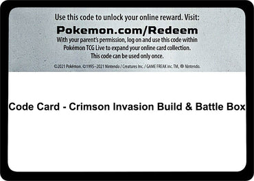 Image for Code Card - Crimson Invasion Build & Battle Box - Pokemon