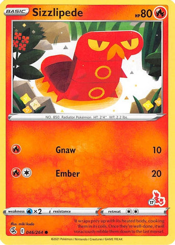 Image for Sizzlipede - 046/264 (#17 Cinderace Stamped) (046/264) - Pokemon