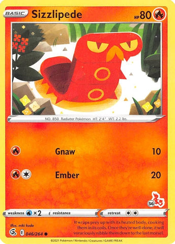 Image for Sizzlipede - 046/264 (#56 Cinderace Stamped) (046/264) - Pokemon