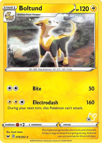 Image for Boltund - 076/202 (#16 Pikachu Stamped) (076/202) - Pokemon