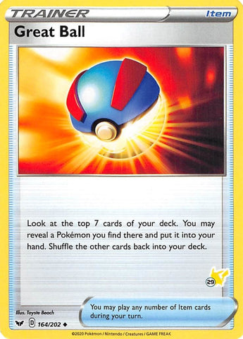 Image for Great Ball - 164/202 (#29 Pikachu Stamped) (164/202) - Pokemon