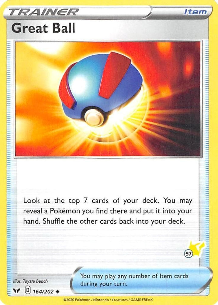 Image for Great Ball - 164/202 (#57 Pikachu Stamped) (164/202) - Pokemon