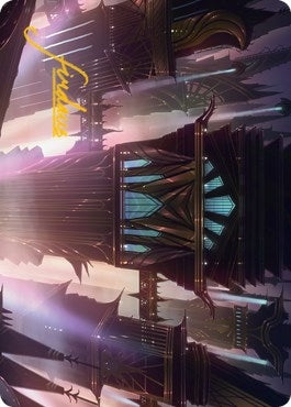 Image for Skybridge Towers Art Card (Gold-Stamped Signature) (37) [Art Series: Streets of New Capenna]