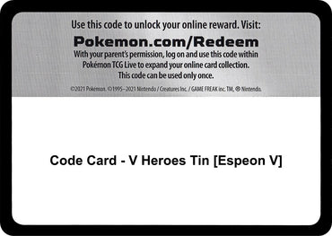 Image for Code Card - V Heroes Tin [Espeon V] - Pokemon