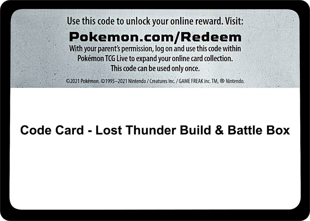 Image for Code Card - Lost Thunder Build & Battle Box - Pokemon