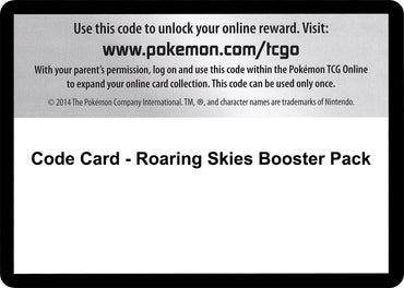 Image for Code Card - Roaring Skies Booster Pack - Pokemon