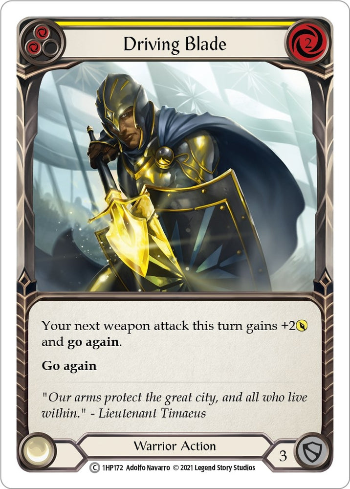 Image for Driving Blade (Yellow) (1HP172) (History Pack Vol.1) - Flesh and Blood TCG