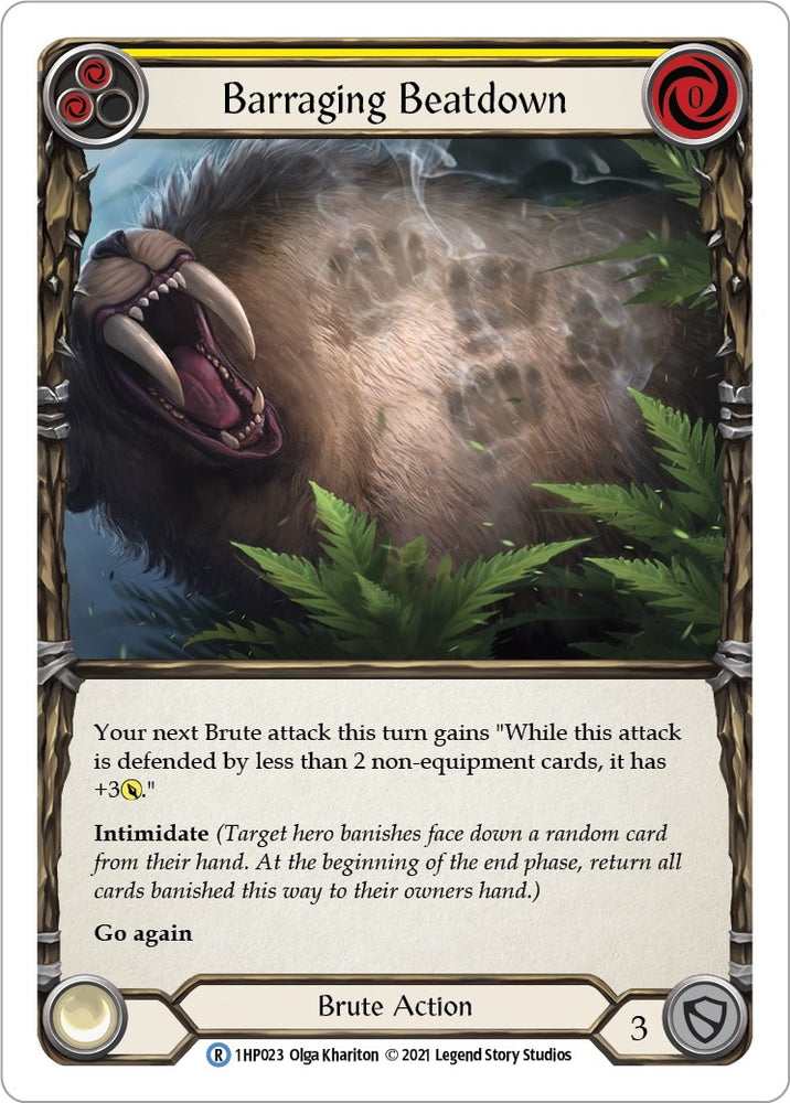 Image for Barraging Beatdown (Yellow) (1HP023) (History Pack Vol.1) - Flesh and Blood TCG