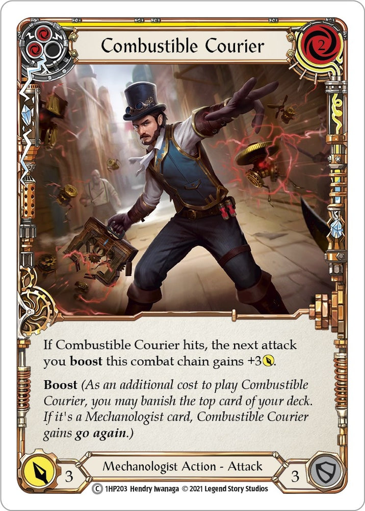 Image for Combustible Courier (Yellow) (1HP203) (History Pack Vol.1) - Flesh and Blood TCG