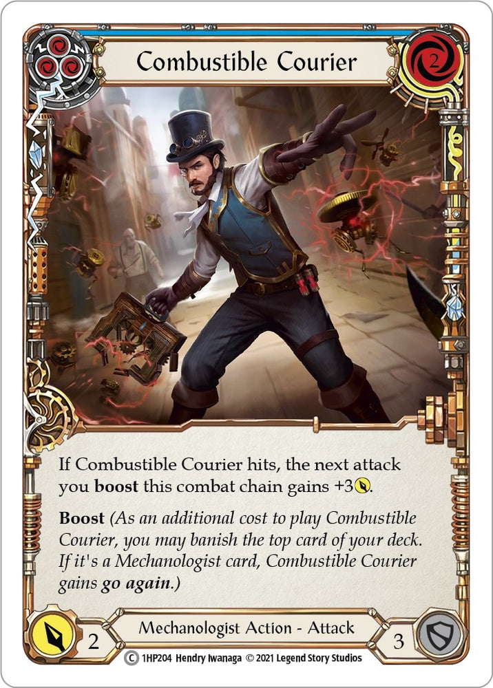 Image for Combustible Courier (Blue) (1HP204) (History Pack Vol.1) - Flesh and Blood TCG