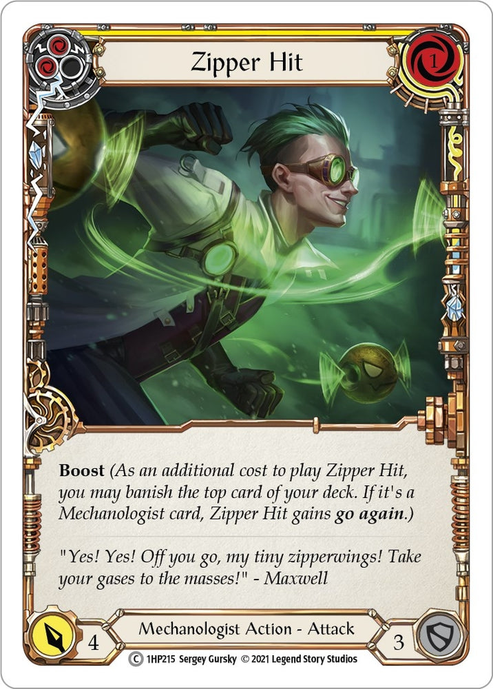 Image for Zipper Hit (Yellow) (1HP215) (History Pack Vol.1) - Flesh and Blood TCG