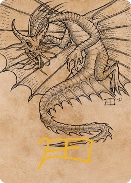 Image for Ancient Gold Dragon Art Card (44/81) (Gold-Stamped Signature) (44) [Art Series: Commander Legends: Battle for Baldur's Gate]