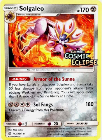 Solgaleo - 142/236 (Cosmic Eclipse Stamped) (142/236) (Miscellaneous Cards & Products)