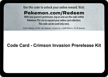 Image for Code Card - Crimson Invasion Prerelease Kit - Pokemon