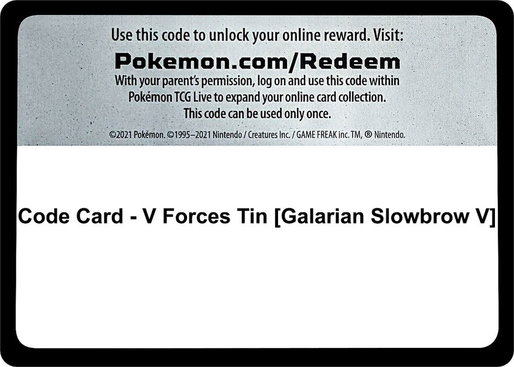 Image for Code Card - V Forces Tin [Galarian Slowbrow V] - Pokemon