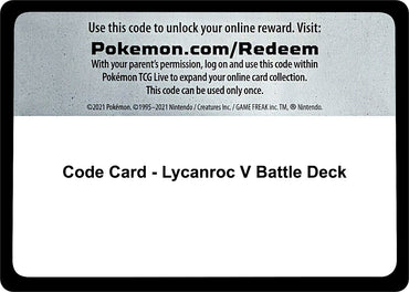 Image for Code Card - Lycanroc V Battle Deck - Pokemon