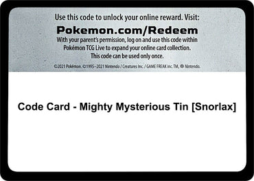 Image for Code Card - Mighty Mysterious Tin [Snorlax] - Pokemon