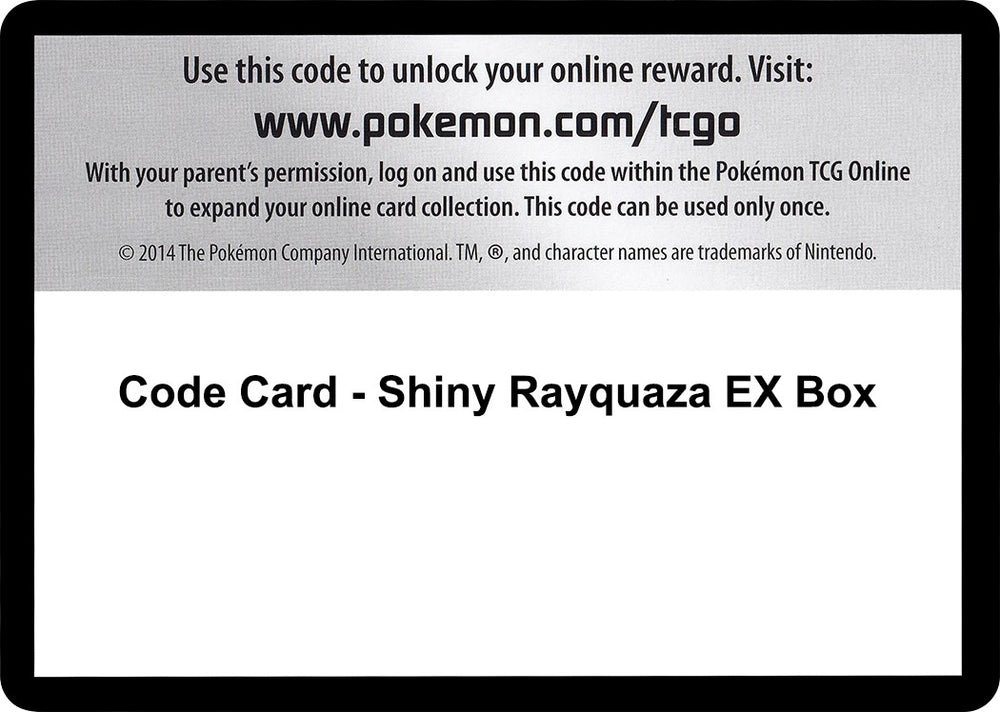 Image for Code Card - Shiny Rayquaza EX Box - Pokemon