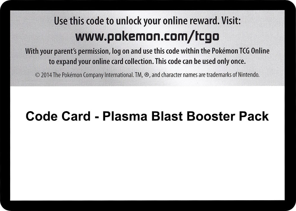 Image for Code Card - Plasma Blast Booster Pack - Pokemon